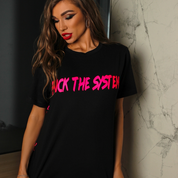 Футболка Fuck the system pink